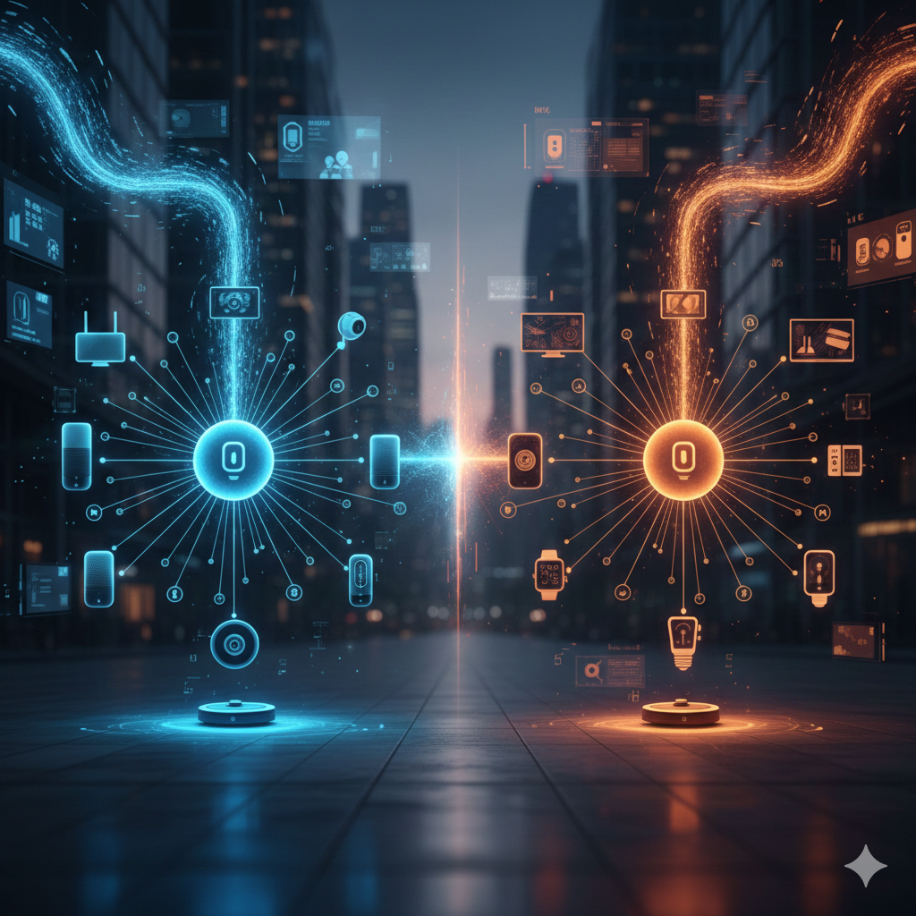 Comparação de ecossistemas de alto-falantes inteligentes e assistentes de voz