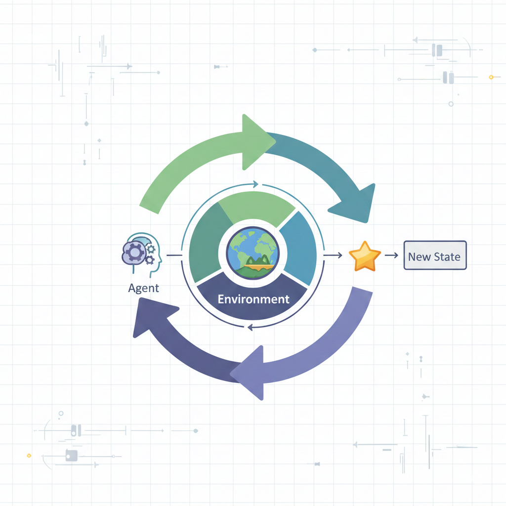 Diagrama do ciclo de interação entre agente e ambiente no aprendizado por reforço